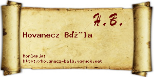 Hovanecz Béla névjegykártya
